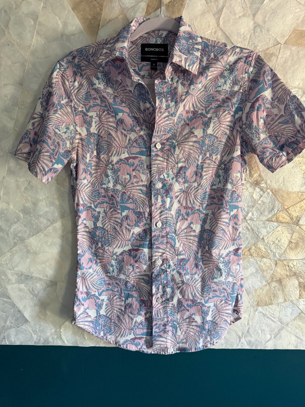 Bonobos Riviera Short Sleeve Shirt XS Tailored Fit Tropical Animal Print
